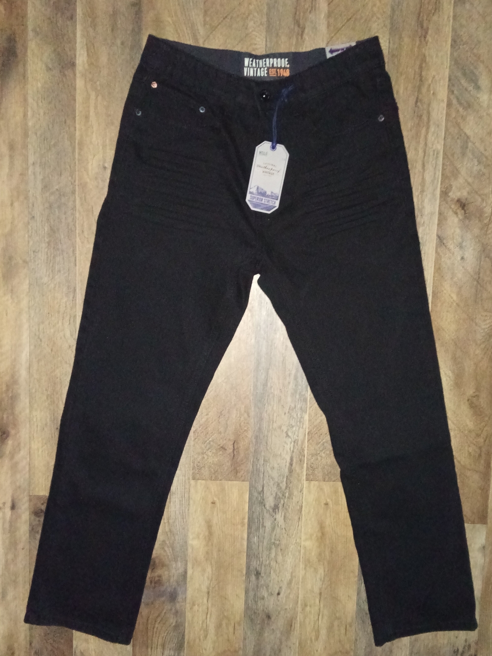 Weatherproof  Vintage Men's Black Stretch Slim Straight Jeans 32